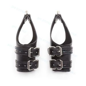 Bondage Black Faux Lederen Opknoping Handcuffs Restraining Suspension Buckhled Pols Cuffs A43