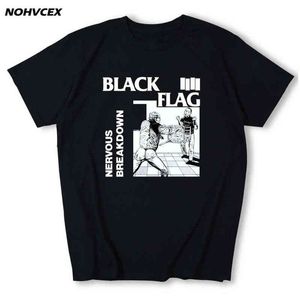 Drapeau noir hommes t-shirt Rock Band hauts manches courtes col rond coton G1222