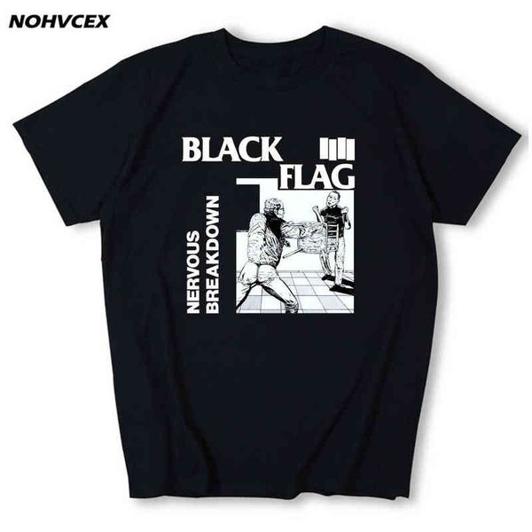 Camiseta con bandera negra para hombre, camisetas de banda de Rock, manga corta, cuello redondo, algodón G1222