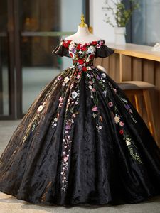 fleurs noires voile princesse thème vintage costume rococo cour robe de bal robe médiévale Renaissance princesse Royal victoria peut personnaliser la taille