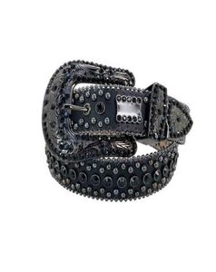 Black for Simon Rhintone Men Belts Artists Crocodile Grain Beltes pour hommes en cuir PU2822972