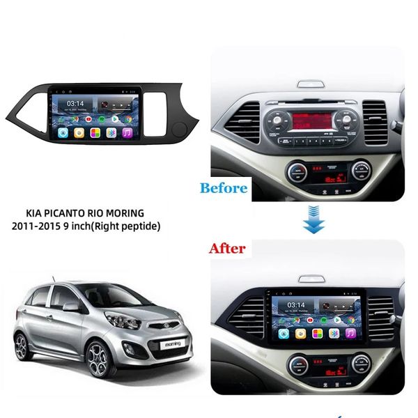 Cadre noir voiture lecteur vidéo écran tactile Bluetooth Android multimédia Audio pour KIA Picanto/Morning 2011-2016 RHD