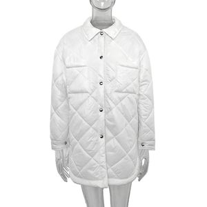 Noir avant boutons Parkas femmes mode Simple Argyle manteaux femmes élégant col rabattu solide coton vestes femmes dames