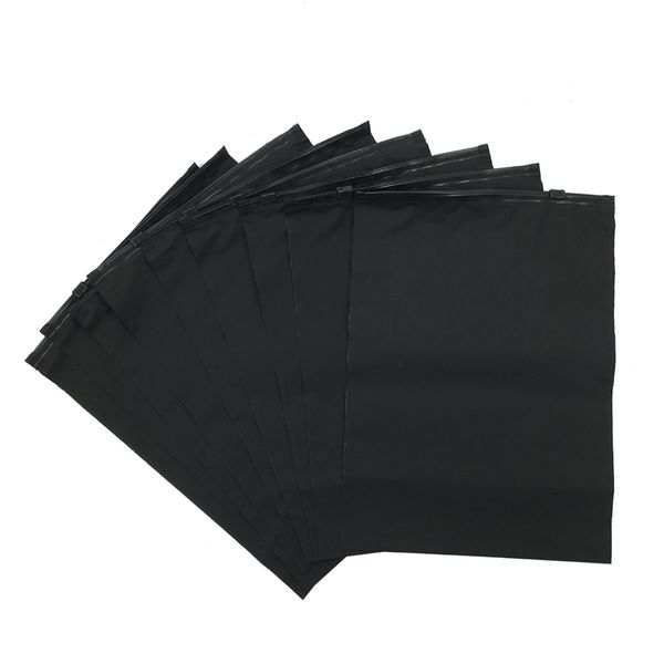 Sacs à fermeture éclair d'emballage de vêtements givrés noirs, pochettes imperméables scellées par bateau en plastique pour sous-vêtements