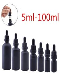 Black Grosted Glass Essential Huile Perfume Bottes E Liquid Reacent Pipette Bouteilles Eye Hropper Aromatherapy Bottle 5ml100ml9380815