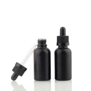 Bouteilles de parfum d'huile essentielle en verre givré noir e liquide réactif pipette compte-gouttes flacon 5 ml à 100 ml Wbrxk