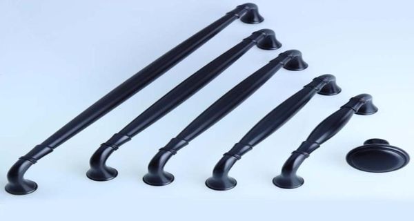 Poignées de meubles noirs 96 mm 128 mm 160 mm 192 mm 256 mm Tiroir des boutons de la commode de la commode de la porte en métal 6447563