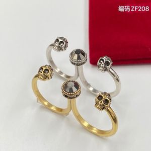 Black Gem Skull Rings Stones Skull Skeleton Charm Open Ring For Women Men Party Bruiloftliefhebbers Betrokkenheid Punk Jewelry Gifts MCQ03222N