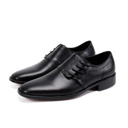 Zwarte echte Batzuzhi Handgemaakte lederen kledingschoenen voor heren mannen voor zakelijk formeel schoenen veter zapatos de hombre, US12 36468