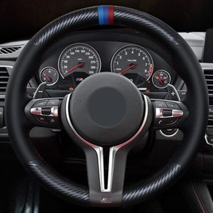 Housse de volant de voiture en cuir véritable noir, en daim noir, pour BMW F87 M2 F80 M3 F82 M4 M5 F12 F13 M6 F85 X5 M F86 X6 M F33 F30