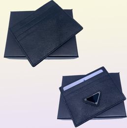 Zwarte echte lederen houder Wallet Classic Business Heren ID -kaarten Case Coin Purse 2023 Nieuwe mode Slim Pocket Bag PO7798342