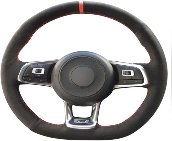 Black authentine cuir en daim couvre-volants pour 20152019 VW Jetta Gli Golf R Golf 7 MK7 Golf GTI Accessoires3872592