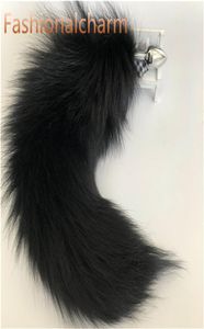 Black Real Real Fox Fur Fur Pild de queue métalle