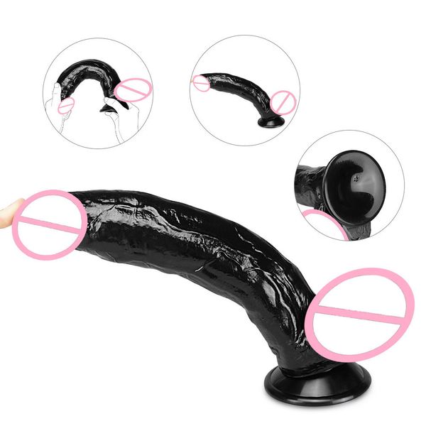 Gode géant noir Dick Faux pénis Buttplug Masturbateur féminin G-Spot Orgasm gode pour femmes Jouets Adultes 18 Outils sexy masculins Articles de beauté