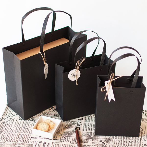 Bolsas de regalo negras con asas Bolsas de regalo grandes con papel de seda, bolsas de envoltura resistentes para compras, pequeñas empresas, fiestas nupciales, bodas y días festivos 1222371