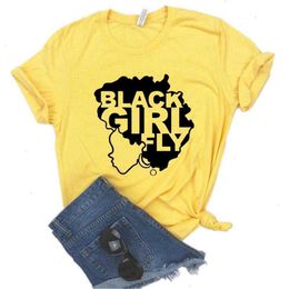 Black Girl Fly Afro Tee Imprimer Femmes Hipster Drôle T-shirt Lady Yong Top 6 Couleurs