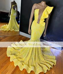 Black Girls Prom Dresses 2023 One Shoulder Pools African Mermaid Party Jurns for Women Vestido de Graduacion