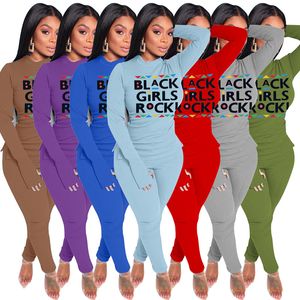 BLACK GIRLS ROCK Tenues Femmes Dames 2021 Printemps 2 Pièce Survêtement Mode Sportswear Casual Fitness Pyjamas Jogging Vêtements Ensemble E122407