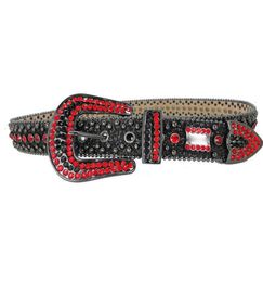 Ceinture à paillettes noires ou crocodile, matériau du bracelet, ceinture en strass rouge pour B simon de 30 à 44 pouces35637186917180
