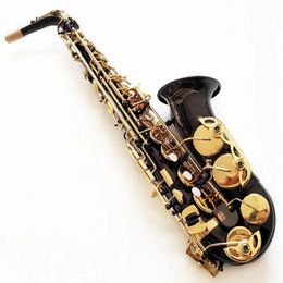 Saxofón Alto de oro negro, instrumentos musicales en Mi bemol, llave dorada tocada de grado súper profesional