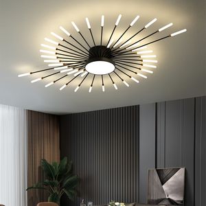 Zwart Goud LED Kroonluchter Verlichting Vuurwerk Plafondlamp Moderne Creatieve Woonkamer Slaapkamer Studie Home Sterry Art Lampen