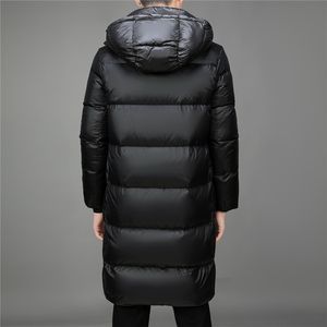 Doudoune longue en or noir pour hommes avec 50% duvet de canard gris pour veste de protection contre la chaleur d'automne et d'hiver