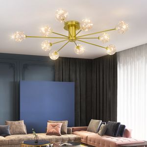 Black / Gol Nordic LED Plafond lihgts for salon coud chambre décoration 6/8/10 bras LED plafond lampe plafond ball plafond lihgt