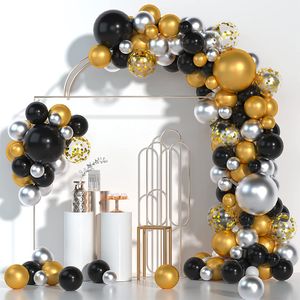 Zwart Goud Zilver Ballon Garland Kit Verjaardag Afstuderen Nieuwjaar Viering Verjaardagsfeest Decoraties