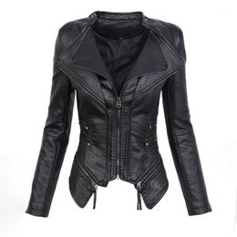 Black gothic fausse cuir veste pu veste femme d'hiver automne moteur moteur de moto punk zipper usterwear plus taille automne