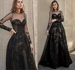 Robe de mariée gothique noire, manches longues en dentelle, manches d'illusion transparentes, robes de mariée de temple Vintage Non blanches avec couleurs