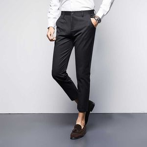 Noir Grey Business Robe De Business Pantalons Hommes Longueur Bureau officiel Pantalons sociaux Casual Slim Fit Streetwear Pantalons Pantalon Homme 210527