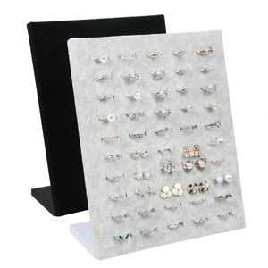 Zwart/Grijs Fluwelen Vitrine Sieraden Ring Displays Stand Board Houder Opbergdoos Plaat Organizer 20*10*23CM 231227