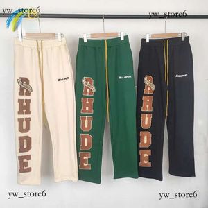 Pantalon rhude noir vert abricot pantalons de survêtement hommes femmes serviette ample brodé Rhude pantalons décontractés Jogger rhude pantalon multi-poches 1275