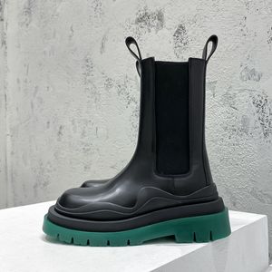 Zwarte groene laarzen Chelsea Boots Leather Martin B V Boots Luxury Designer 2023 Nieuwe motorlaarzen Ronde hoofd