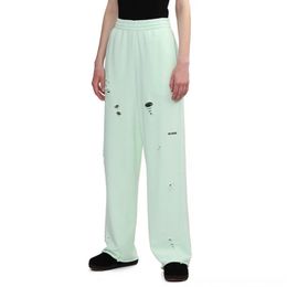 Black Green Sweatpants Laadpartijen Mannen Women Hoge kwaliteit Drawstring Hole broek Overalls