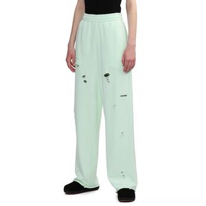 Black Green Sweatpants Laadpartijen Mannen Women Hoge kwaliteit Drawstring Hole broek Overalls