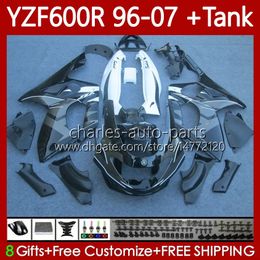 Zwart grijs Body Kit Voor YAMAHA YZF600R Thundercat YZF 600R 600 R 1996-2007 Carrosserie 86No.173 YZF-600R 96 97 98 99 00 01 YZF600-R 02 03 04 05 06 07 OEM Stroomlijnkappen + Tank cover