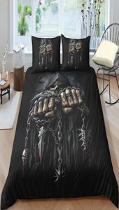 Black Grim Reaper beddengoedset King Size Scary Comfortabel 3D dekbedovertrek Queen Home Dec enkel tweepersoon bed set met kussensloop 3PCS3573660