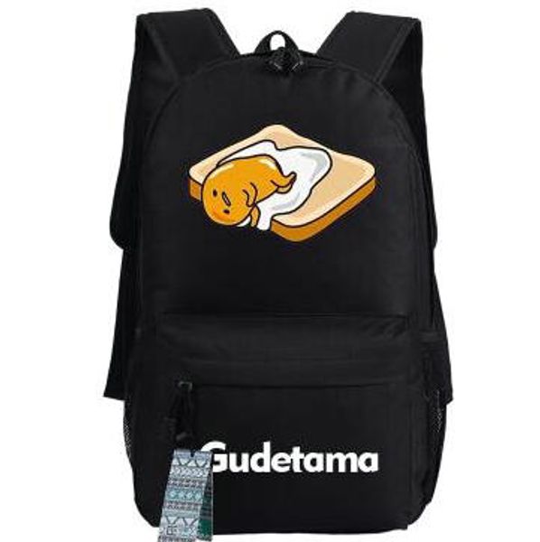 Mochila Gudetama negra Gude tama bolsa de escuela de huevo perezoso Calidad Envío gratis paquete de día de dibujos animados Venta caliente mochila de juego