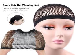 Rede de tecelagem de cabelo preto, rede preta elástica, peruca extensível, malha arrastão, peruca cap5992848