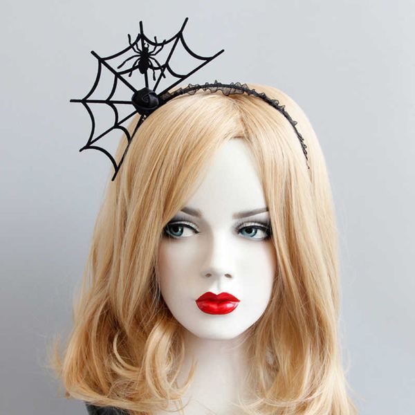 Diadema de telaraña de Halloween negro para mujeres Carnaval Noche de estilo gótico Festival Festival Accesorios para el cabello