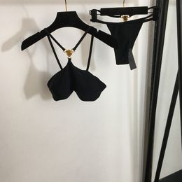 Zwarte halter bodysuit dames designer badmode zwemkleding