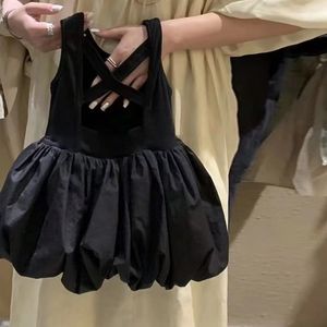 Zwarte halterloze mouwloze jurk voor meisjes babymeisjes bloem rok vest prinses jurk