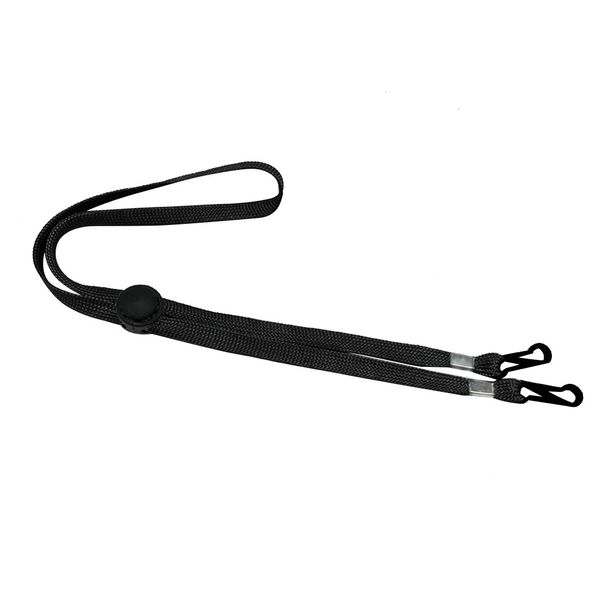 Corde de suspension noire avec boucle, bande élastique réglable, cordon antidérapant, chapeau gris, masque, poignées d'oreille, support, accessoires