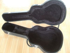 Zwarte harde koffer voor 41 43 inch akoestische elektrische gitaar met zwarte voering, aangepaste LOGO-MAATVOERING