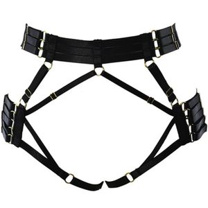 Harnais noir string réglable creux Sexy Pantie Goth Bondage Lingerie femmes ceinture élastique 240106
