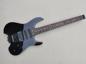 Guitare électrique sans tête noire avec rose Floyd, micros EMG, manche en palissandre, 24 frettes