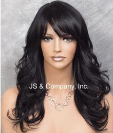 Perruques de cheveux synthétiques légères ondulées noires pour femmes