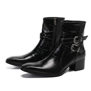 Black Heels heren hoge herfst gerichte dubbele riem gesp echt leermodel catwalk sociaal contact martin boots 89679