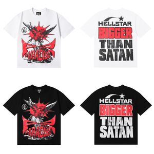 Black Hellstar Shirt Men T-shirt Women Designer Shirts New Tshirt American Trendy Brand Hell Star Face Red Face Tee Hells Bones Skull Men Shirt Summer 100% Cotton Tshirt